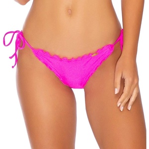 image:imageLuli Fama Womens Cosita Buena Cutting Edge Wavey Ruched TieSide Bikini BottomPoppin Pink