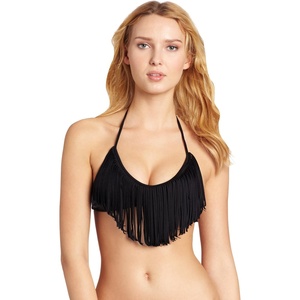 image:imageLuli Fama Womens Cosita Buena Fringe Halter Bikini TopBlk