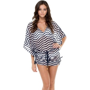 image:imageLuli Fama Womens El Malecon Cabana V  Neck Dress Cover Up SwimwearMarino