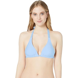 image:imageLuli Fama Womens Solids Cosita Buena Triangle Halter Bikini Top SwimwearCielo